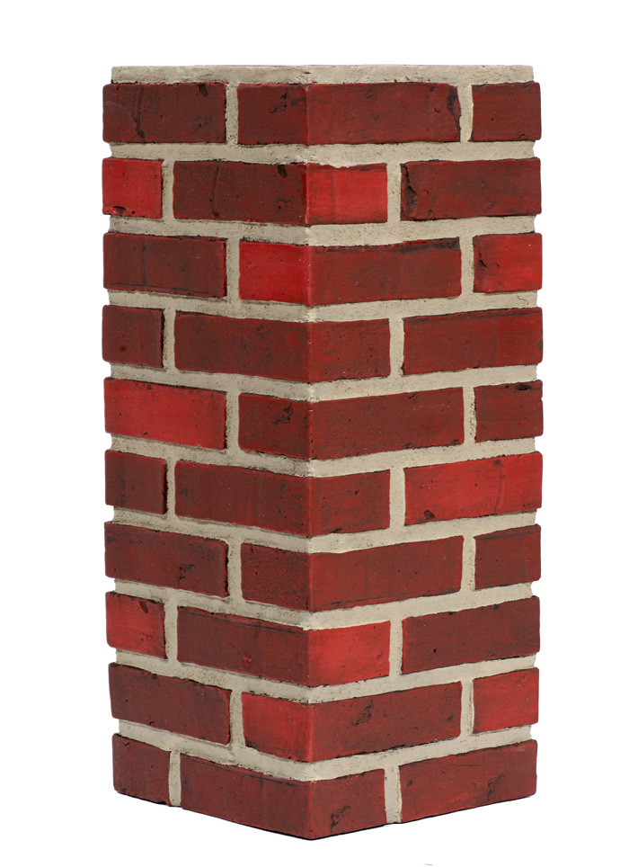 Brick Historic Architectural Corner - Dark Brick Gray Grout